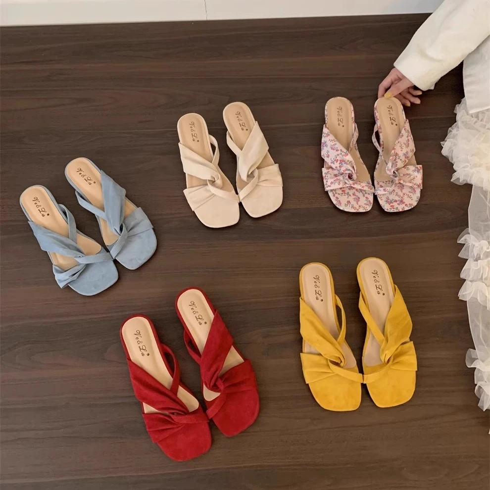 Amroze爆款~春夏坡跟凉拖鞋露趾凉鞋女鞋外穿夏季海边沙滩鞋法式