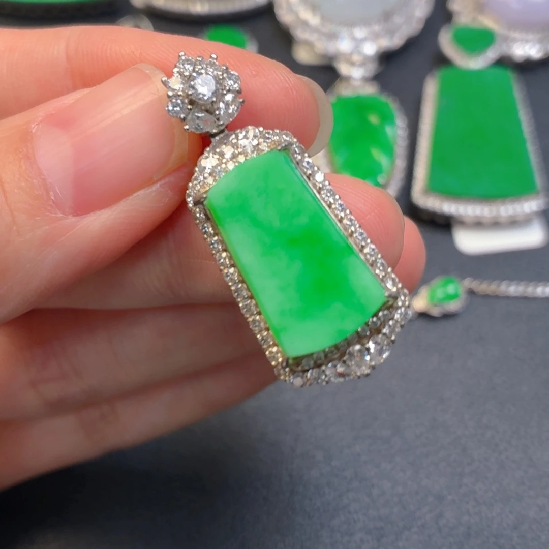 翡翠银S925镶嵌吊坠(不含链)