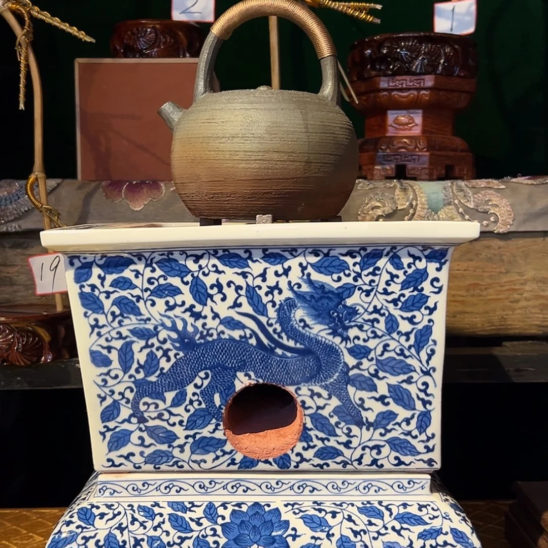 琉璃手工艺品冬日碳炉，四方麒麟