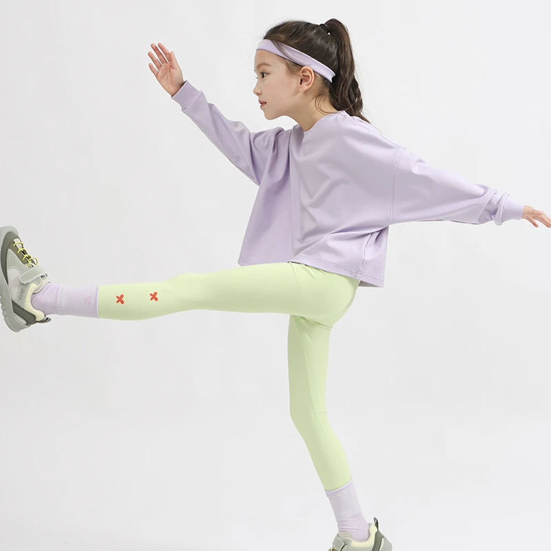 boxbox童装儿童户外运动莫代尔短款长袖T恤女童2025春秋新款上衣