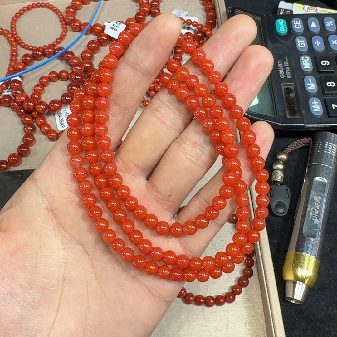 南红玛瑙未镶嵌手链原矿南红项链5mm➕高品质
