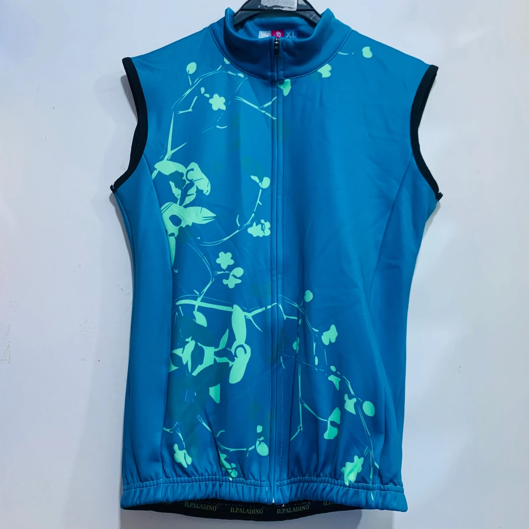 SQ 515【蓝绿花加绒马甲女士】ILPALADINO骑行服无袖春秋冬