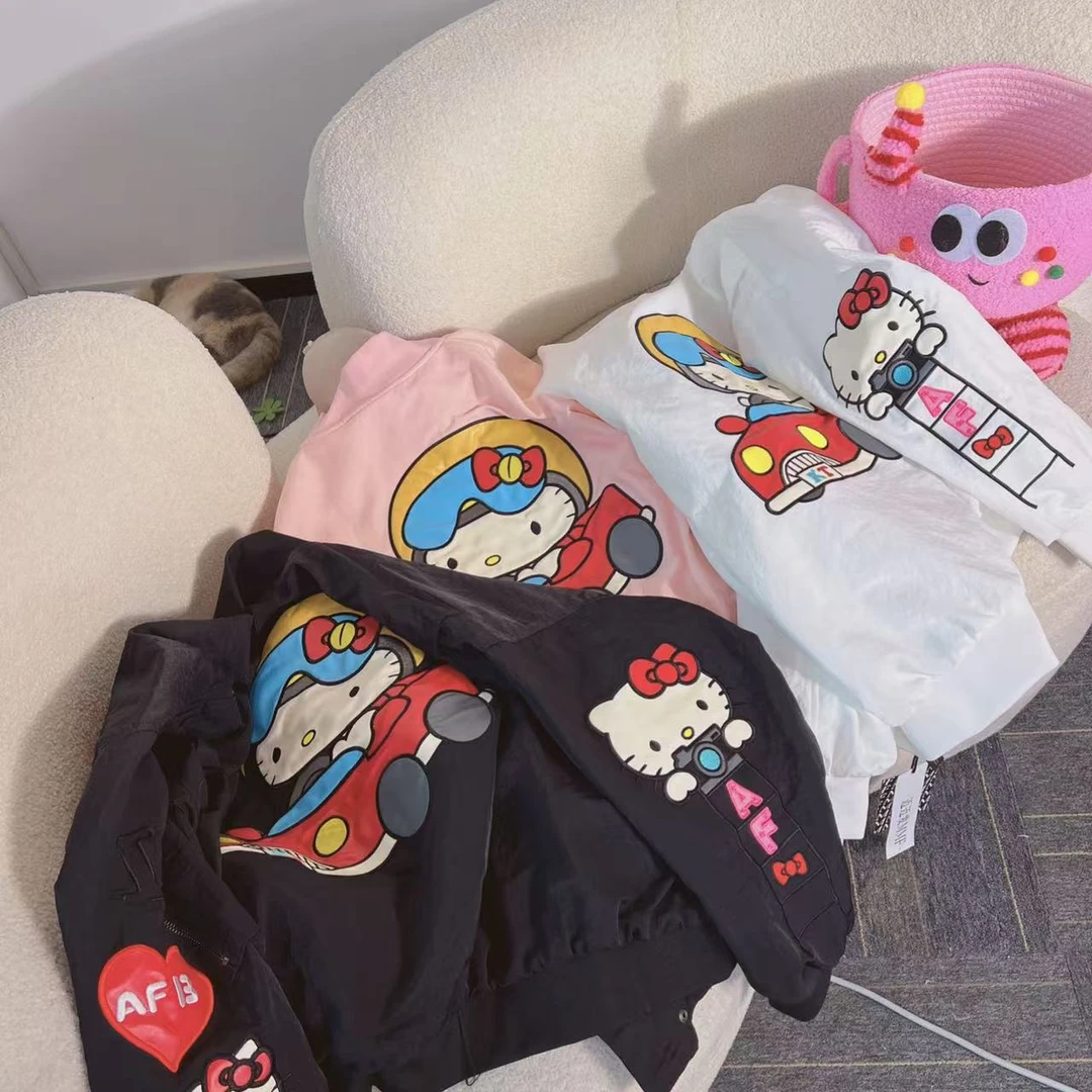 【纯熙+】98209春季新款贴布刺绣背面开车小猫棒球服外套女韩版宽松