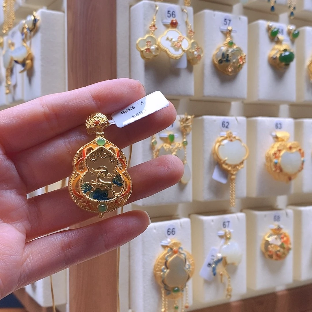 和田玉颈饰银S925镶嵌