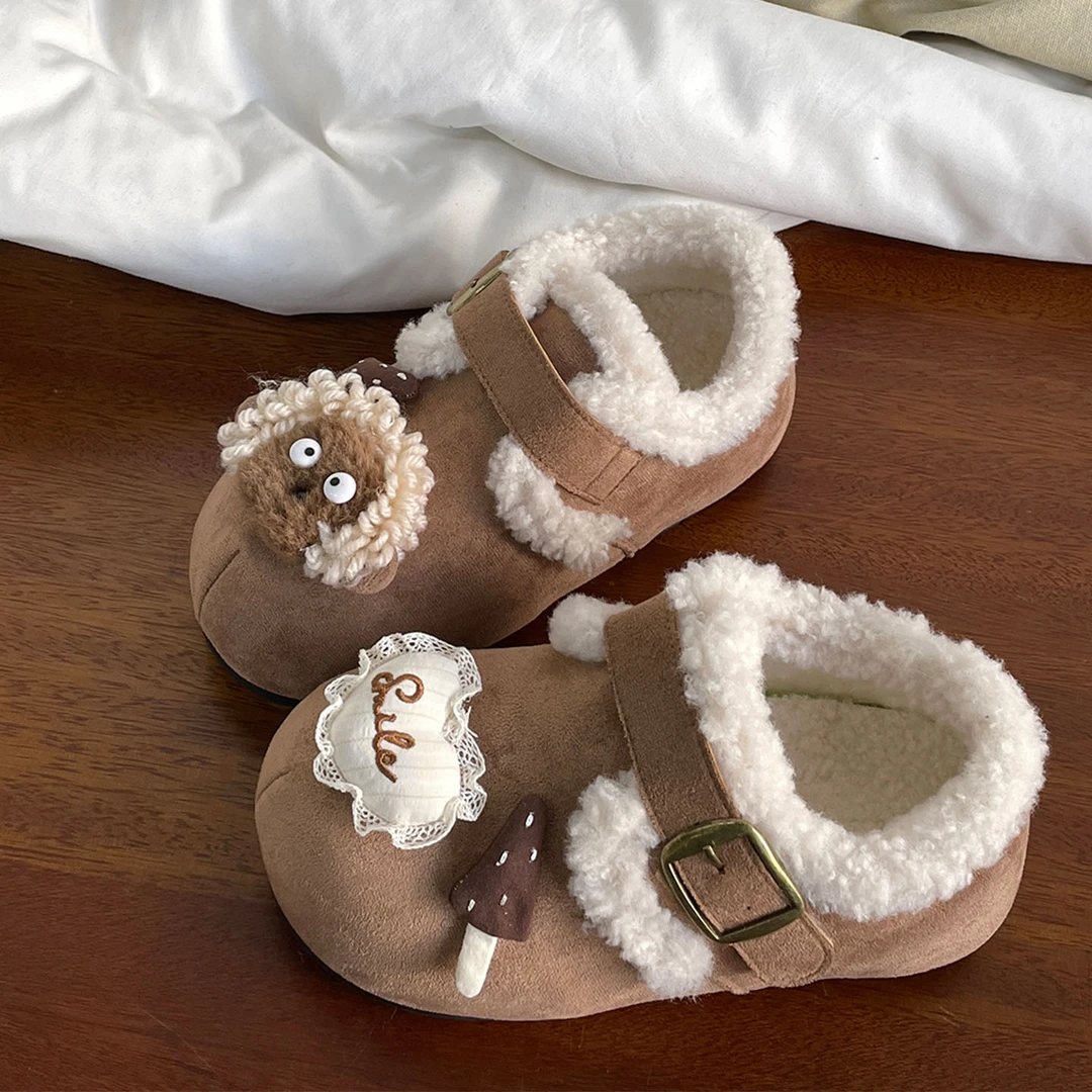卡通可爱内增高加绒勃肯鞋女2025冬新款学生休闲百搭舒适保暖棉鞋