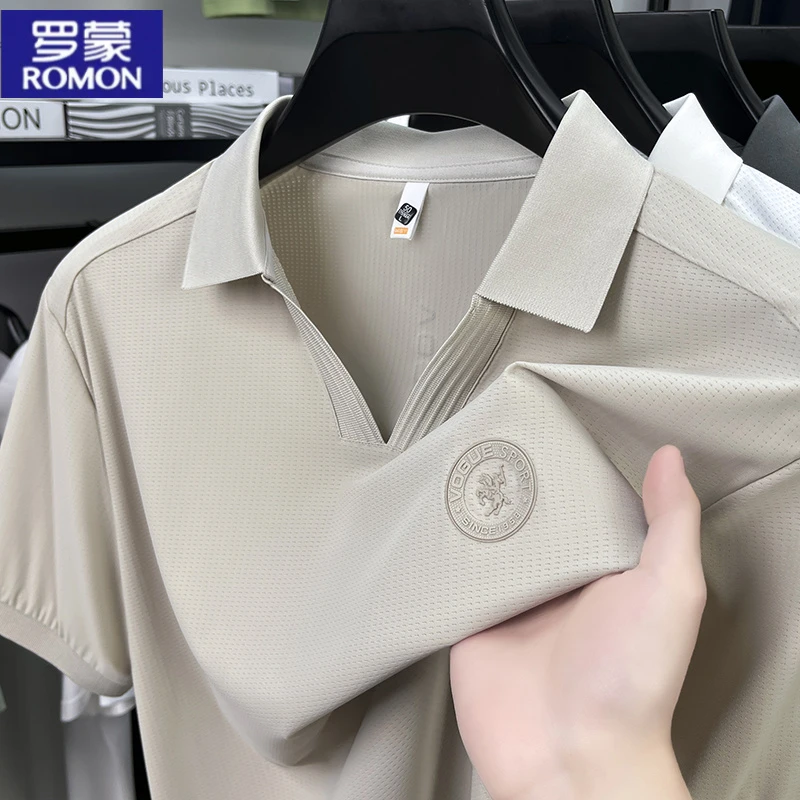 罗蒙男常规透气运动夏季男士翻领短袖青年T恤修身男POLO衫高质量