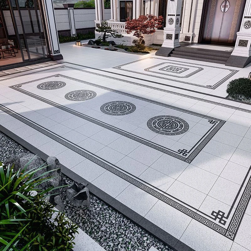 3.6宽中式地铺石拼花地砖别墅庭院砖走道花园拼图防滑石英砖12厚