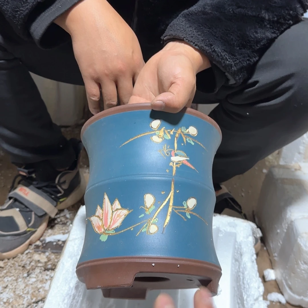 紫砂花盆口径15高度哦18