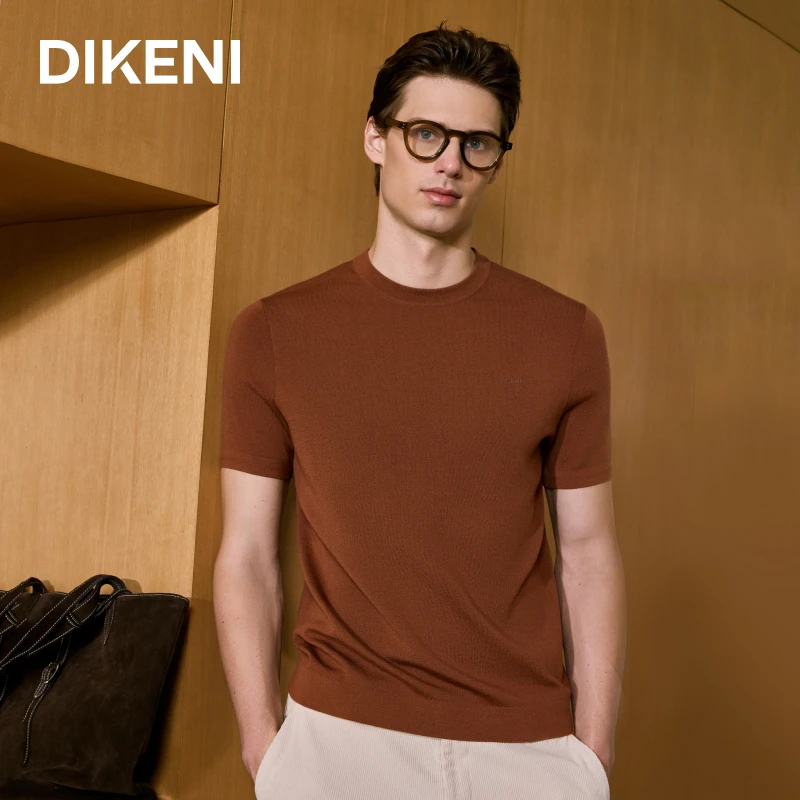 【超精纺】迪柯尼2026年秋冬奢品体感双面高密针织时尚短袖羊毛衫