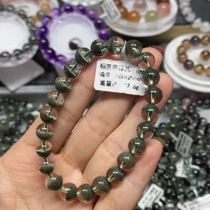 未镶嵌手链水晶绿幽灵聚宝盆手链
