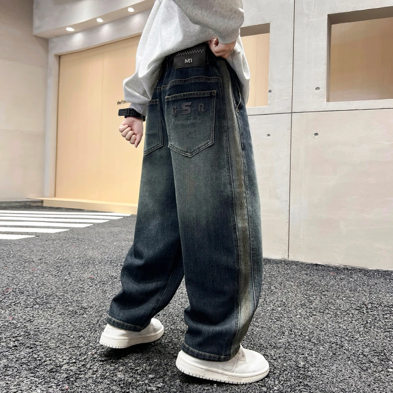 男童软牛仔裤春秋款2025新款儿童装韩版直筒宽松洋气炸街秋季裤子