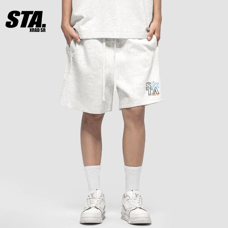 STA.美式短裤重磅男士爆款2025新款夏季运动五分休闲纯棉情侣潮牌