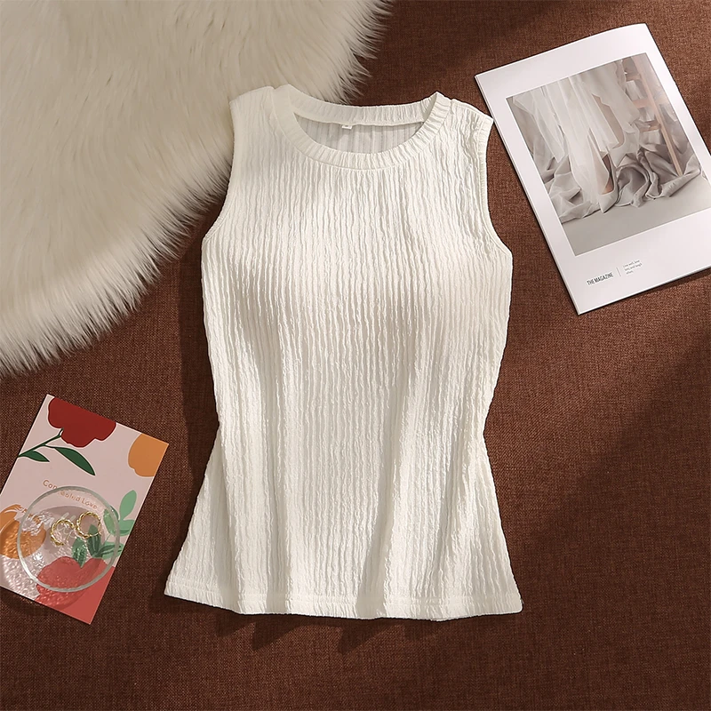 白色吊带背心女夏季外穿薄款设计感小众性感宽松显瘦打底无袖上衣