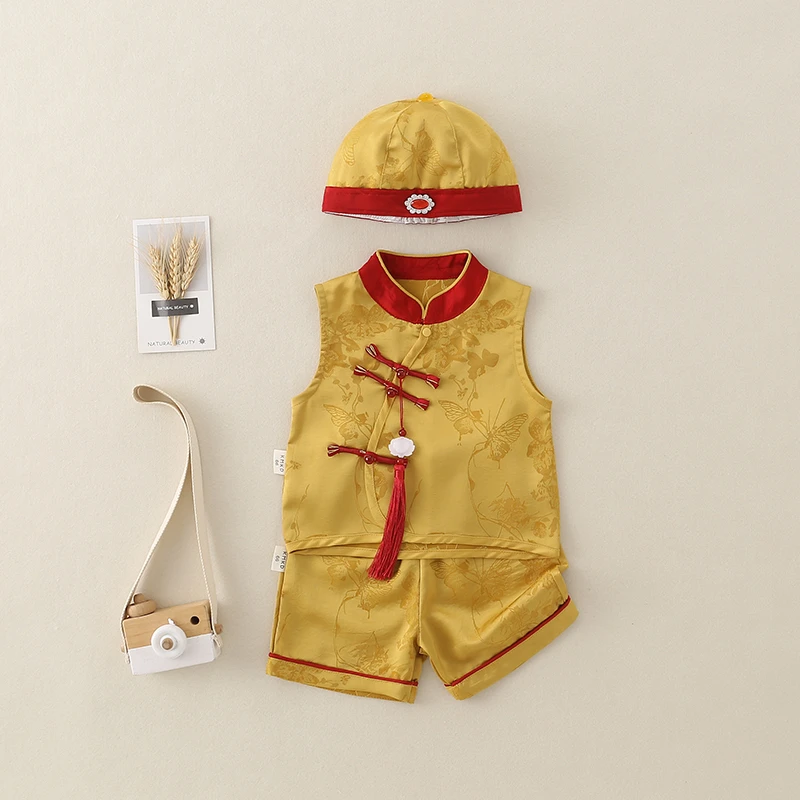 婴儿服装礼服夏季中国风套装满月百天周岁抓周汉服婴幼儿男童衣服