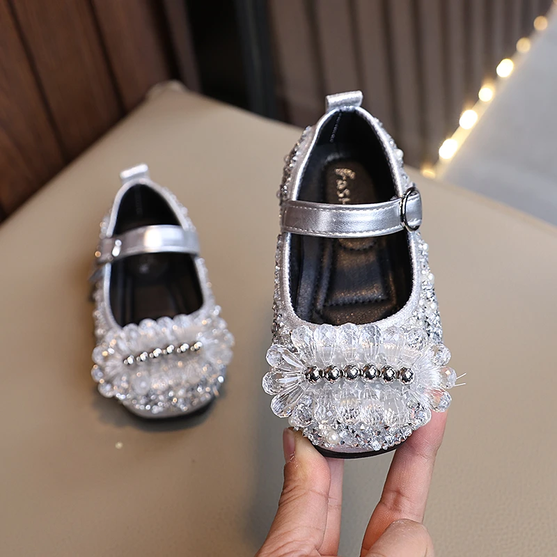 2025春夏新款淑女宝宝女孩子女童公主钻凉鞋单鞋皮鞋舞蹈演出鞋子