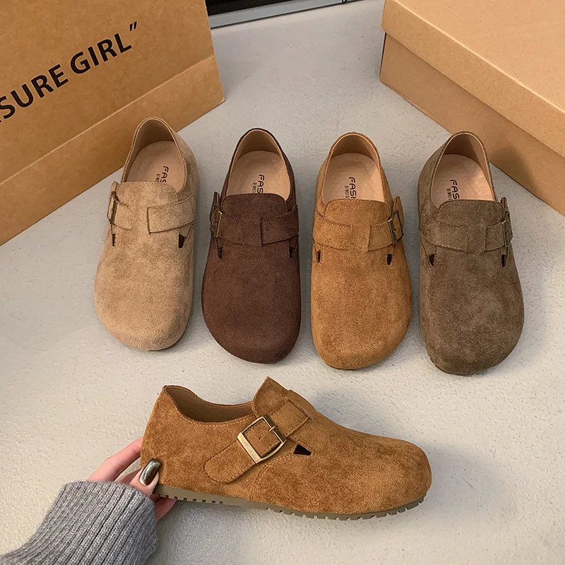 休闲复古勃肯鞋女一脚蹬平底单鞋2025年新款春季懒人软底女鞋子