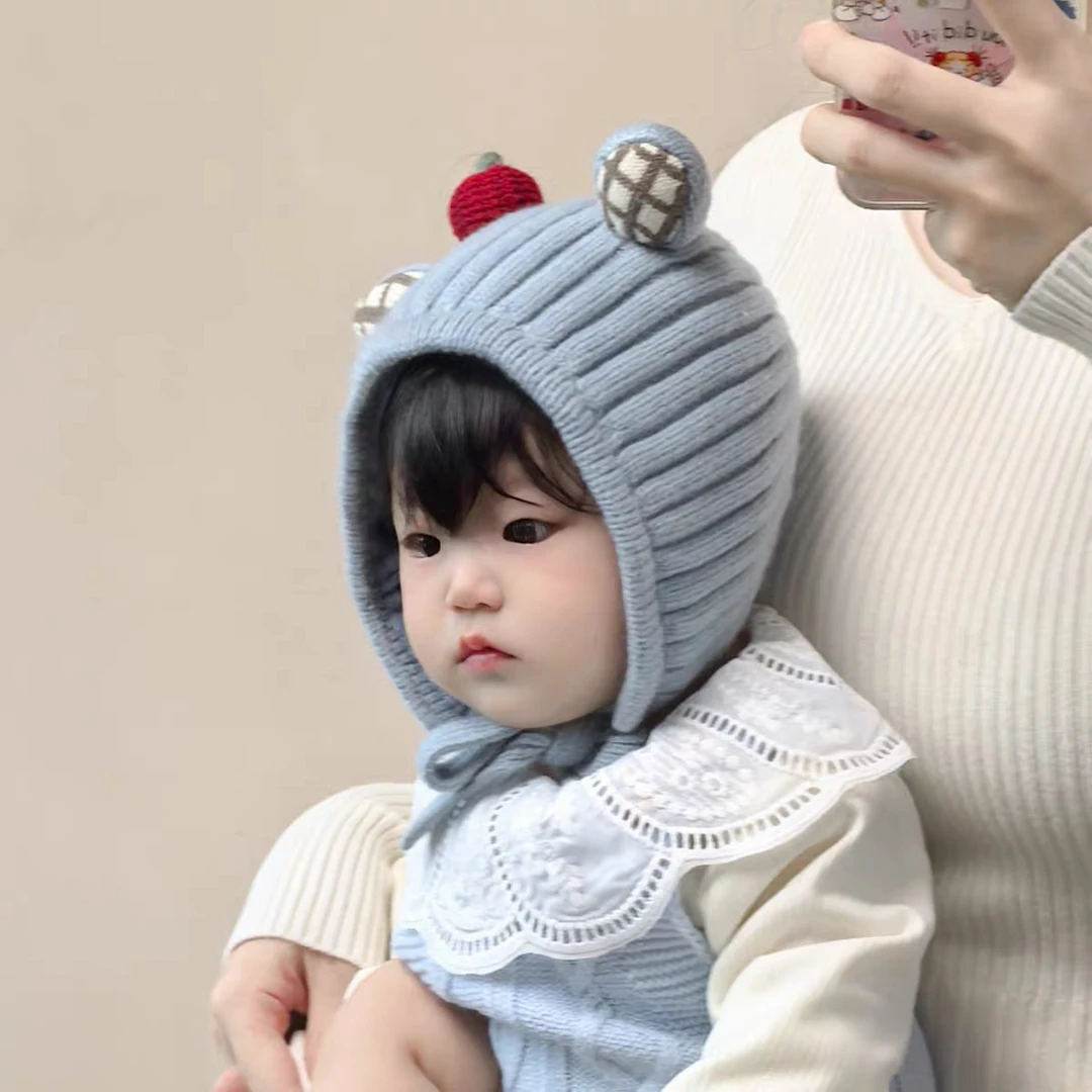 宝宝帽子秋冬季婴儿防风护耳针织毛线帽婴幼亲肤百搭小月龄套头帽