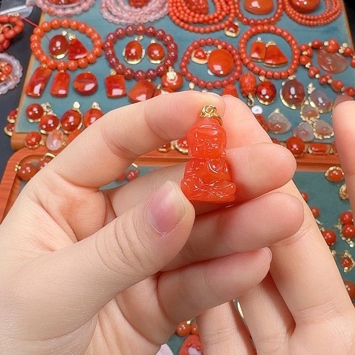 南红玛瑙银S925镶嵌吊坠