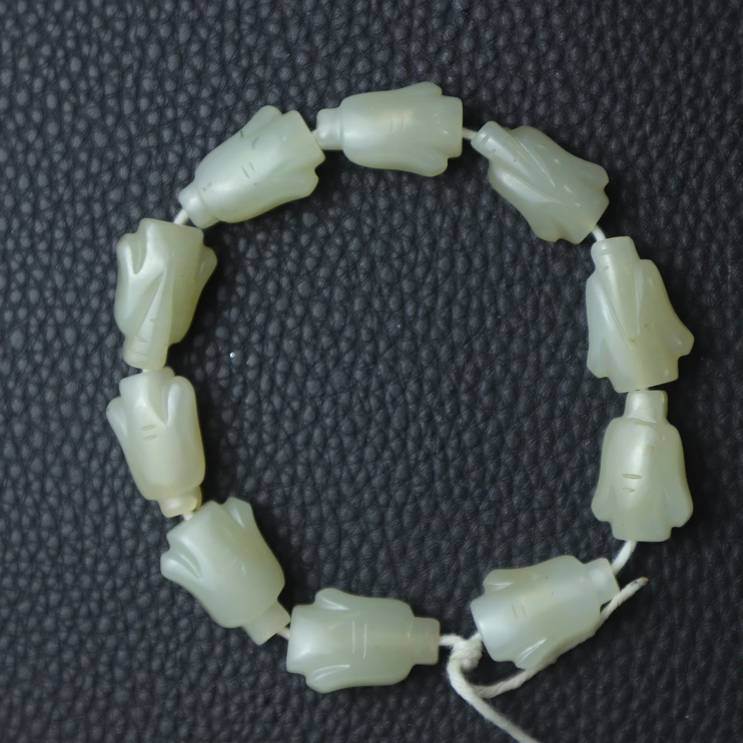 TCWWA08468清晚和田白玉翁仲手串