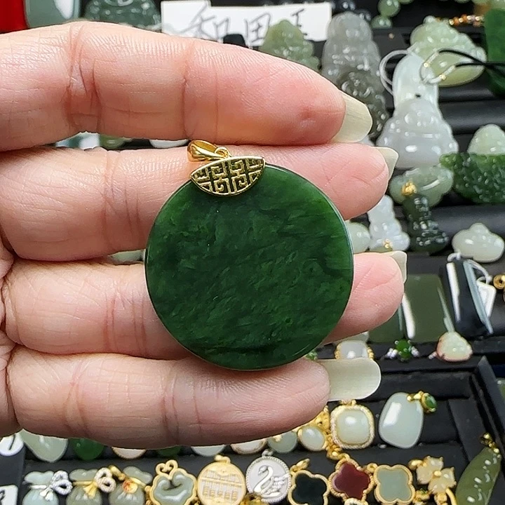 颈饰银S925镶嵌和田玉兰*草