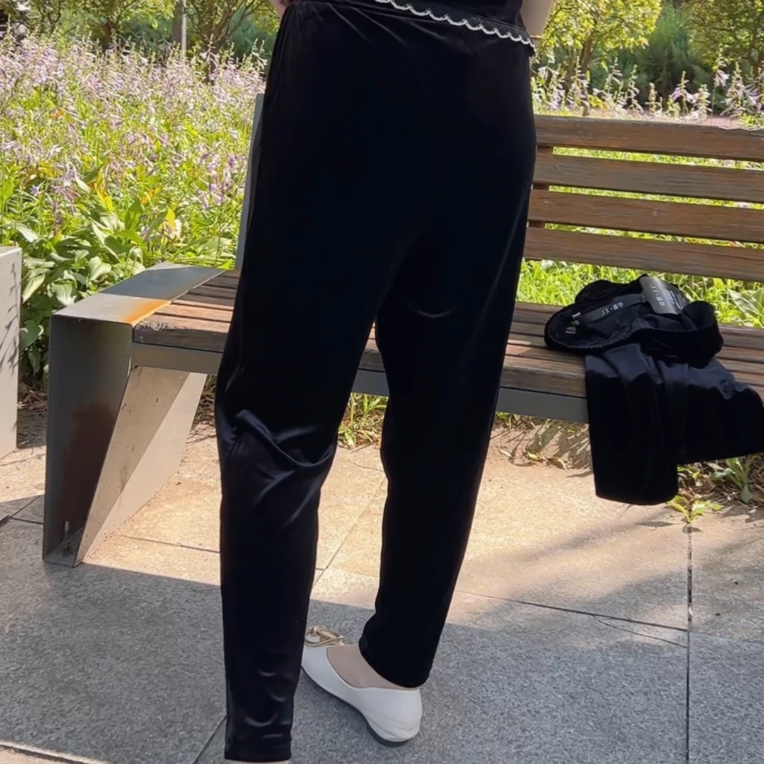 031款高腰显瘦舒适金丝绒哈伦裤休闲百搭