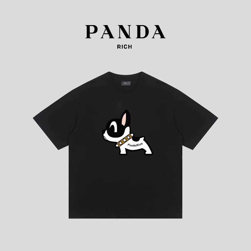PANDARICH重磅纯棉T恤男女同款短袖宽松气质情侣休闲t恤白色夏季