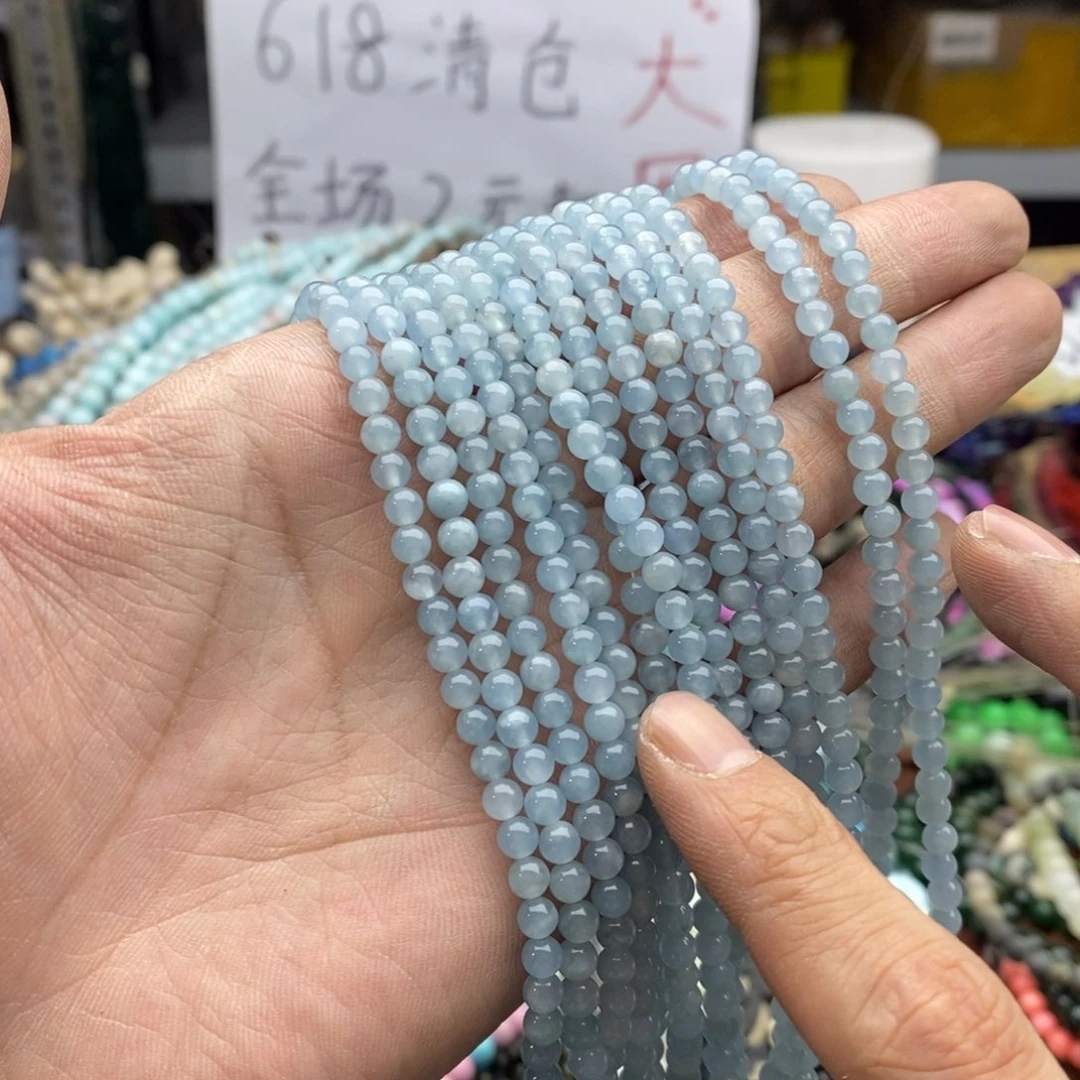 玛瑙/玉髓未镶嵌珠宝半成品一条天然海蓝宝玉髓优化Q101