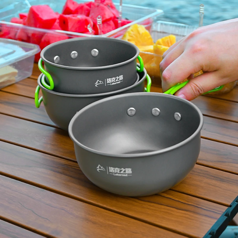洛克之路户外雪拉碗折叠式手柄便携收纳野营露营野炊装备炊具饭碗