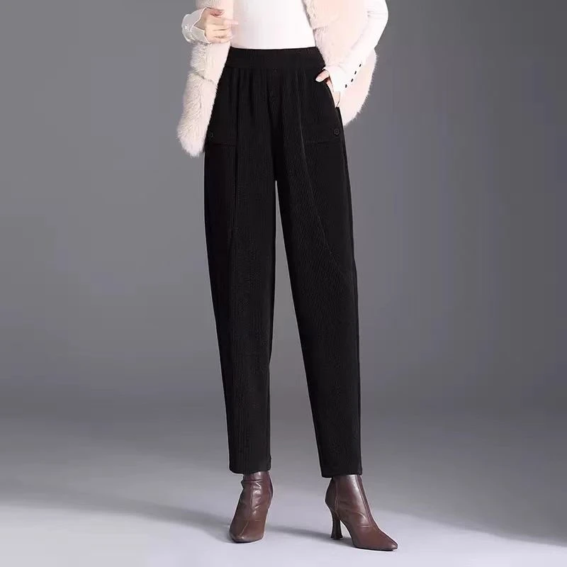 8020#女式高腰休闲裤显瘦百搭小哈伦裤