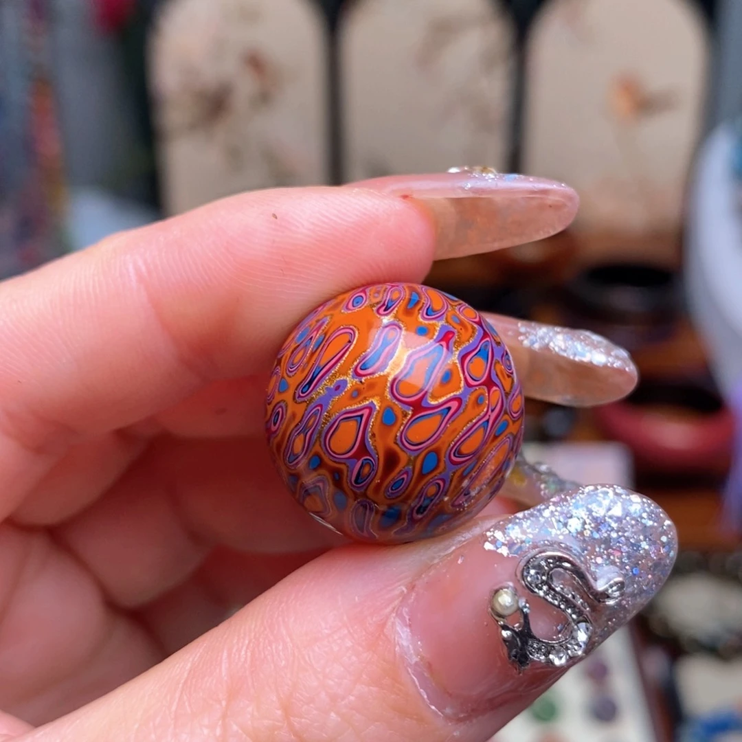 大漆20mm犀皮纹精品单珠