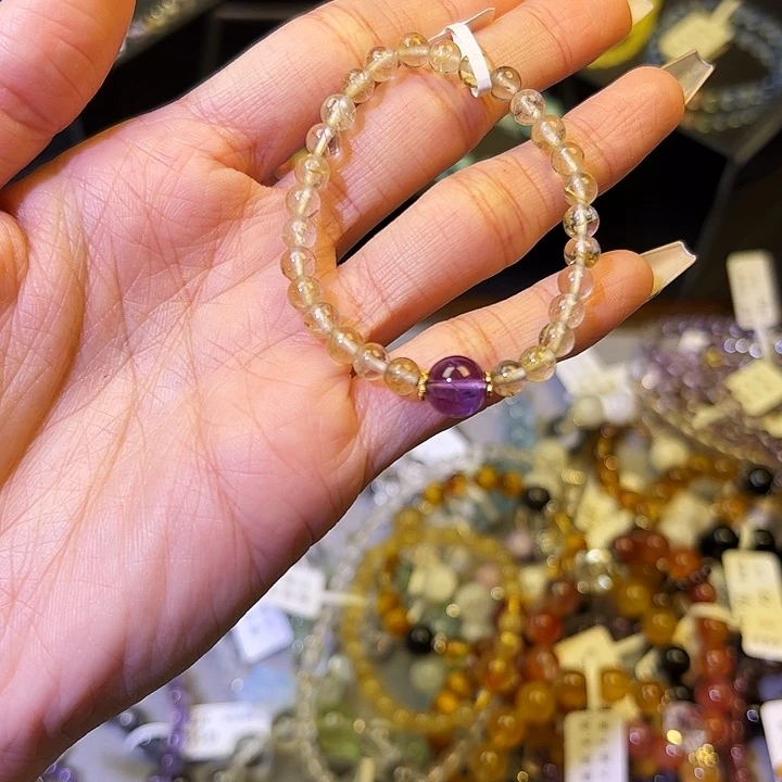 水晶手链银S925镶嵌金发L47