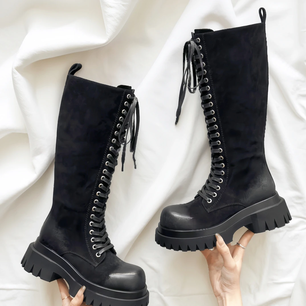 苗哥哥-【高端原创欧货】11-90高端欧货法式大圆头复古擦色高靴