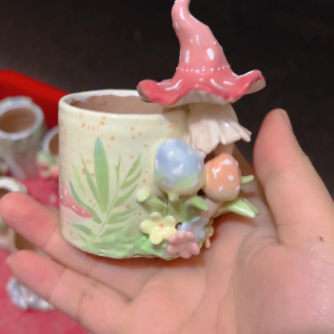 福福老梧家纯手工手绘多肉花盆