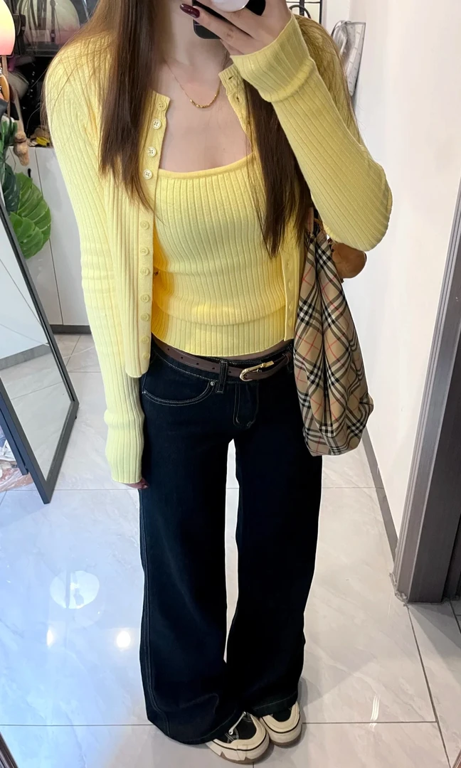 韩系纯欲辣妹针织吊带开衫两件套女春夏多色百搭修身显瘦小上衣潮