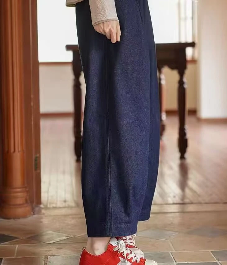 《还牛仔裤》春季新款松紧腰九分牛仔裤