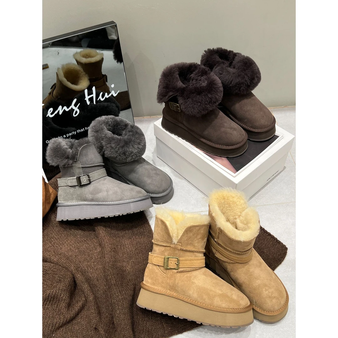 加绒百搭加厚时尚秋冬休闲厚底雪地靴女款冬季