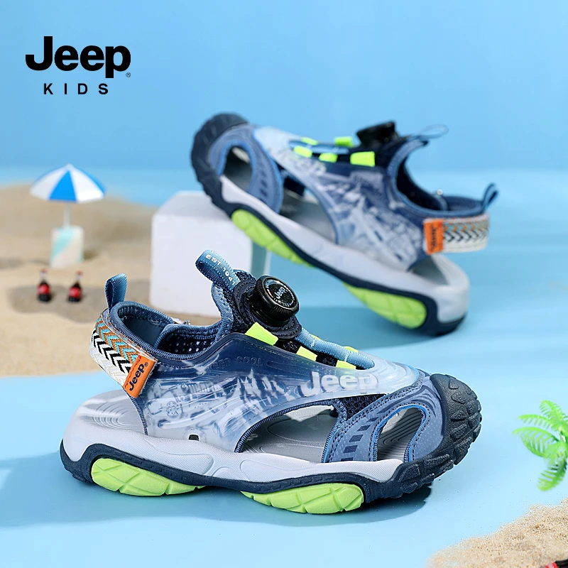 Jeep儿童凉鞋男童夏季包头凉鞋中大童运动凉鞋防滑软底女童凉鞋