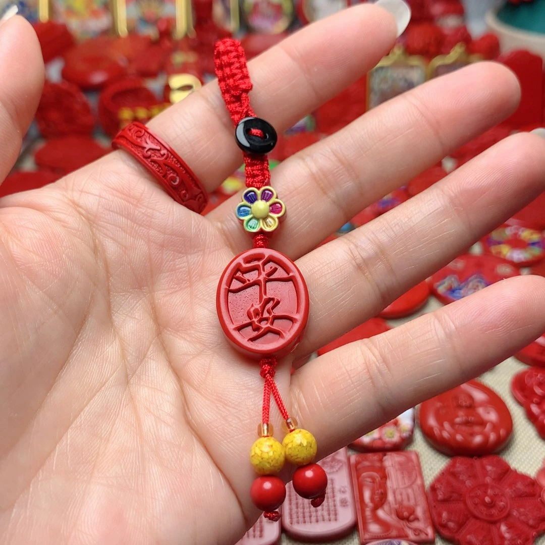 天然辰砂工艺品朱砂钥匙扣