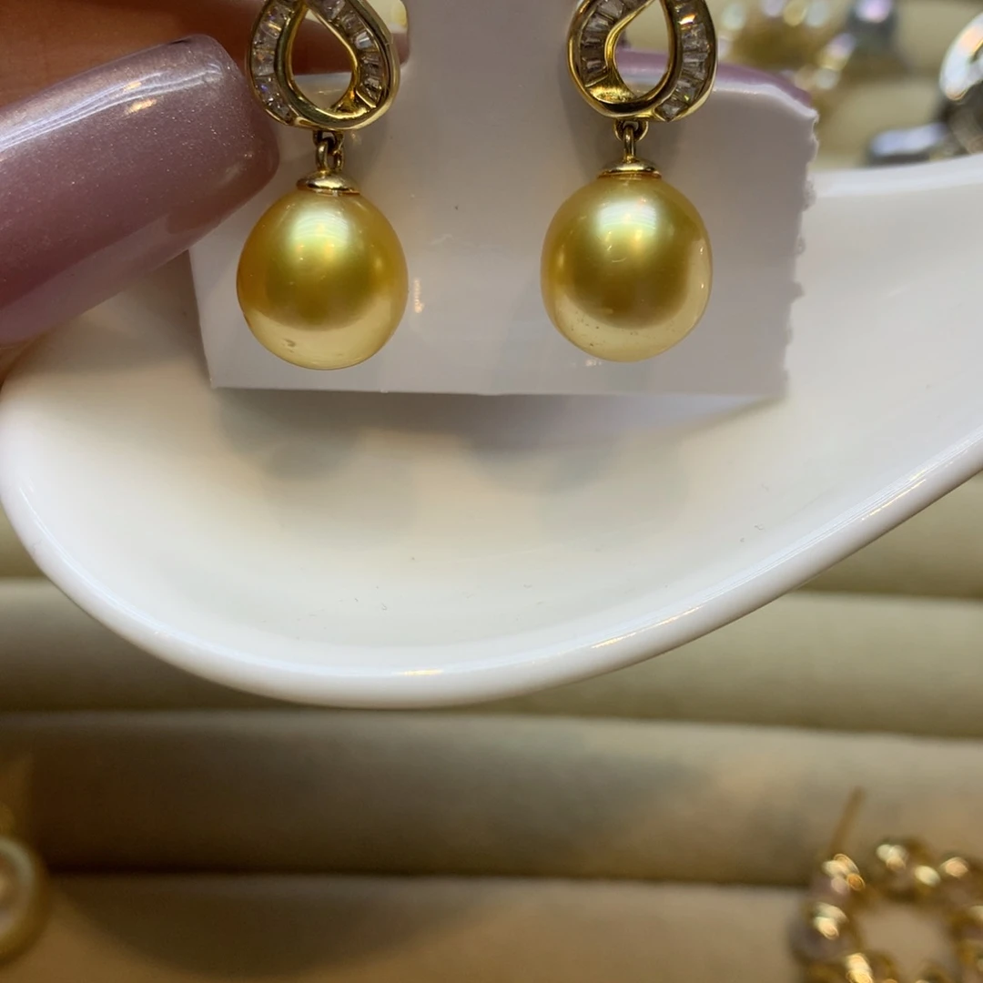 银S925镶嵌耳饰海水珍珠