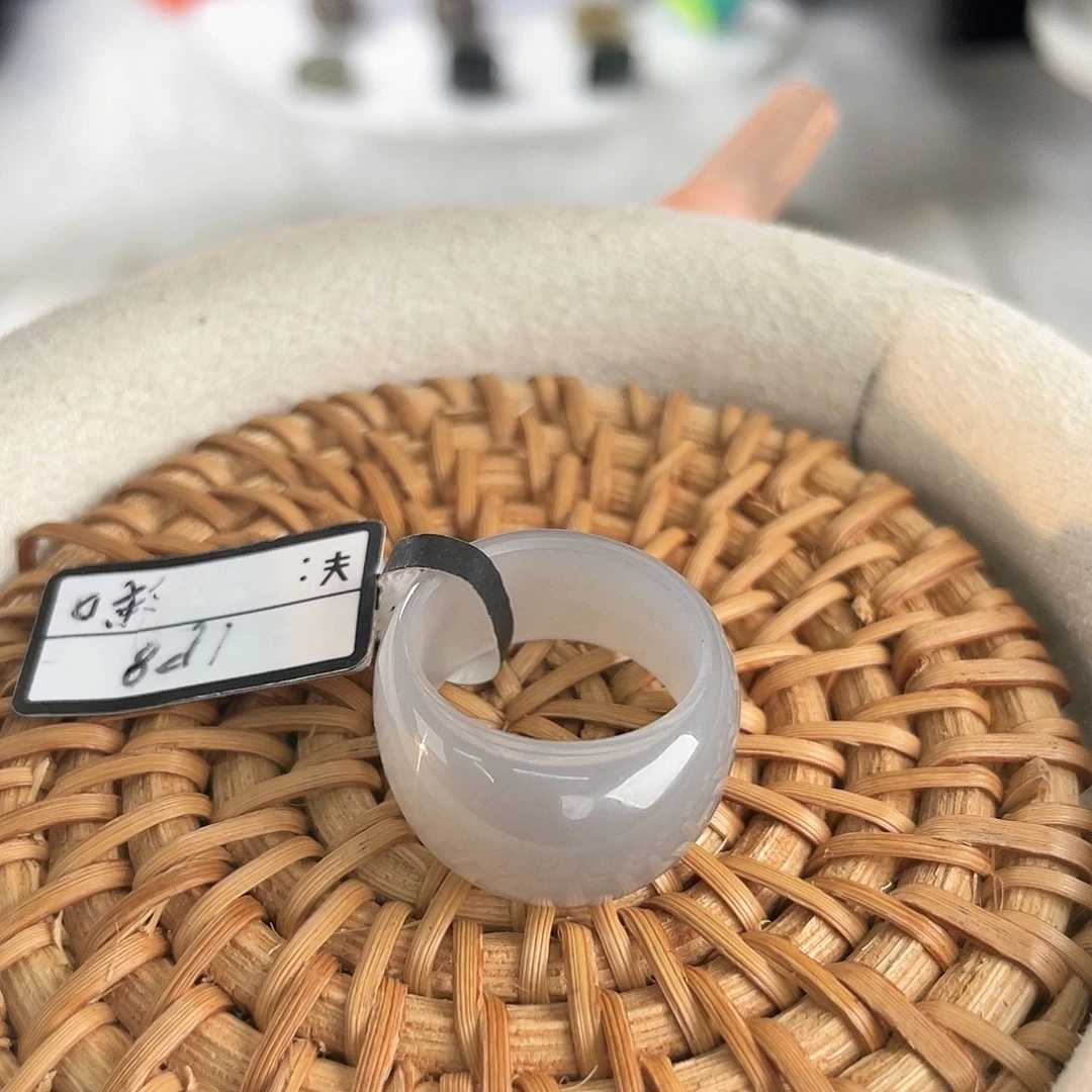 和田玉未镶嵌戒指c86 烟紫馒头17.0