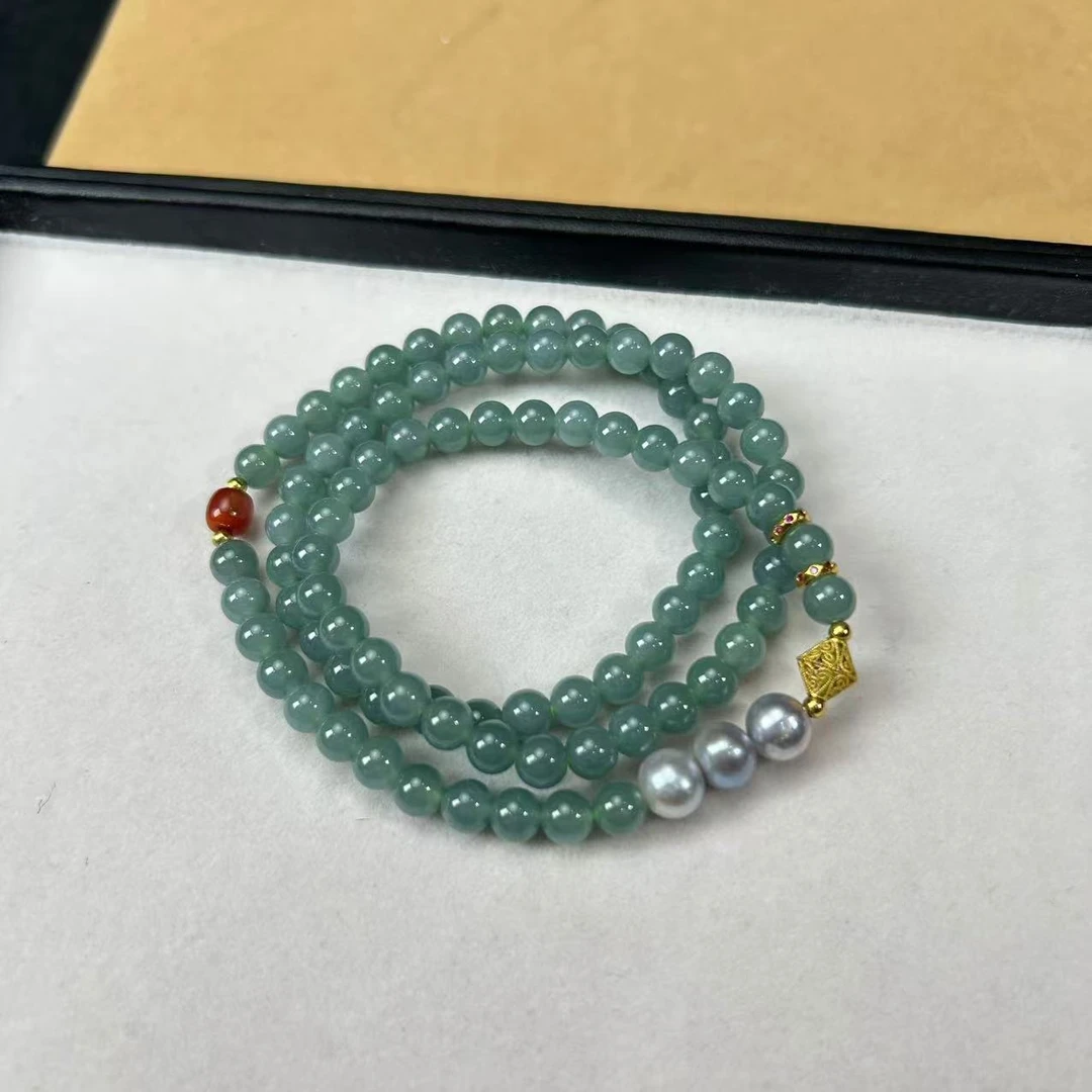 【睿泽鉴宝】S925翡翠珍珠diy珠链多样性发一/有瑕 5mm V0164