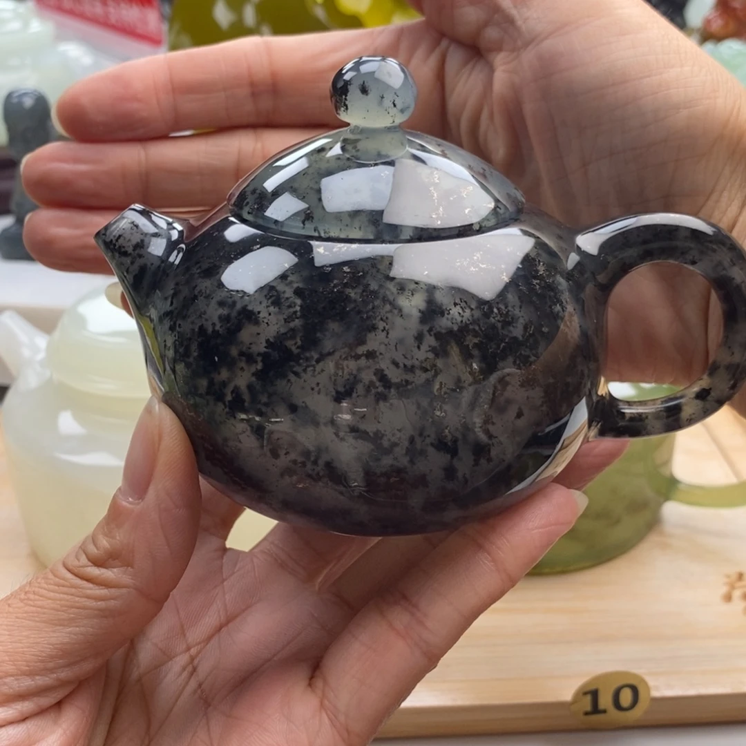 牟***生岫玉未镶嵌四大名玉茶壶