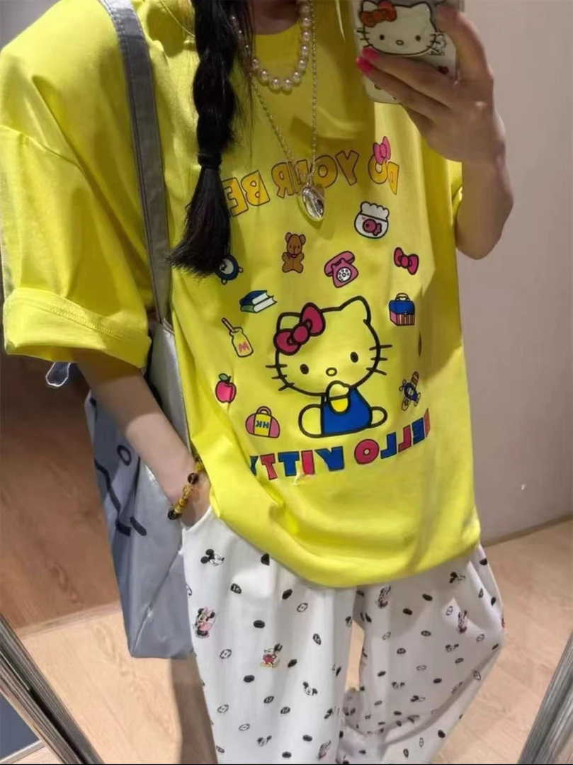 NICE圈圈、糖果KT韩系新款宽松版慵懒风短袖上衣A9178