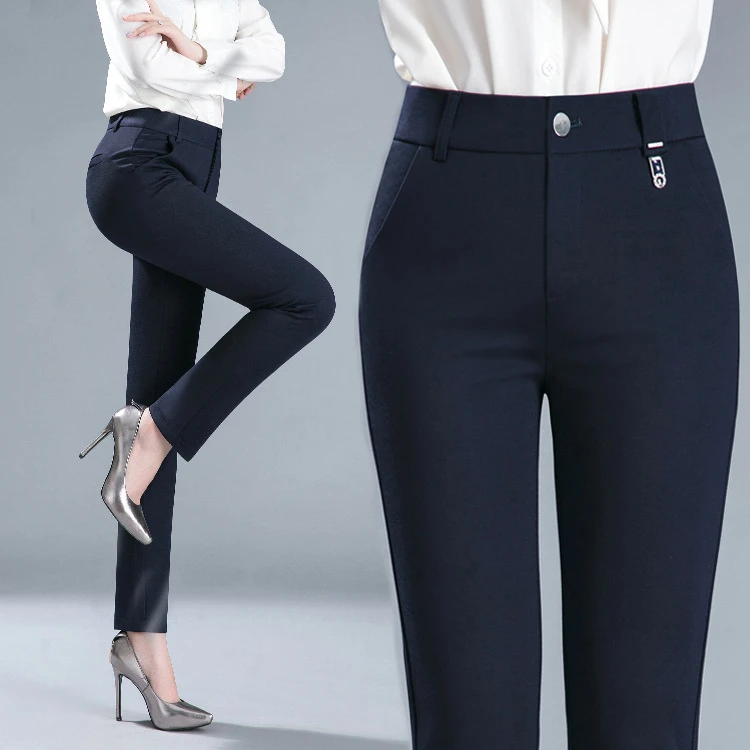 妈妈裤子秋冬新品长裤高腰弹力直筒休闲裤女外穿加绒中年女裤大码