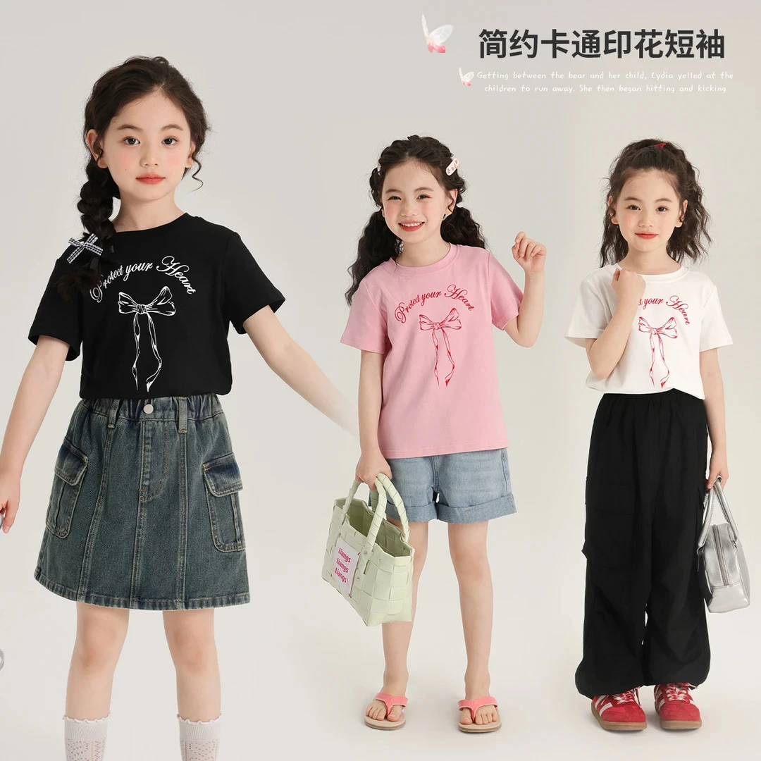 【亲子款】女童短袖T恤2025洋气女孩夏装儿童网红时髦上衣夏季半袖t
