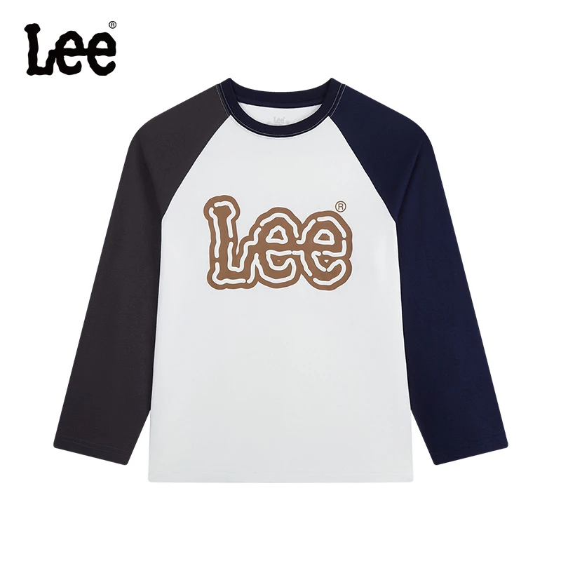 【Modern】Leekids儿童纯棉长袖T恤圆领套头撞色秋季运动中插肩袖时