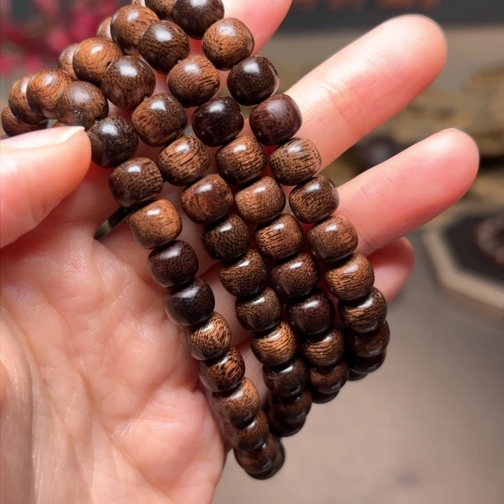 沉香手串越南芽庄黄棋金丝玉化0.6×0.8×108