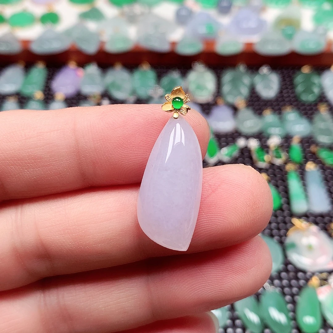 翡翠18K金镶嵌吊坠(不含链)