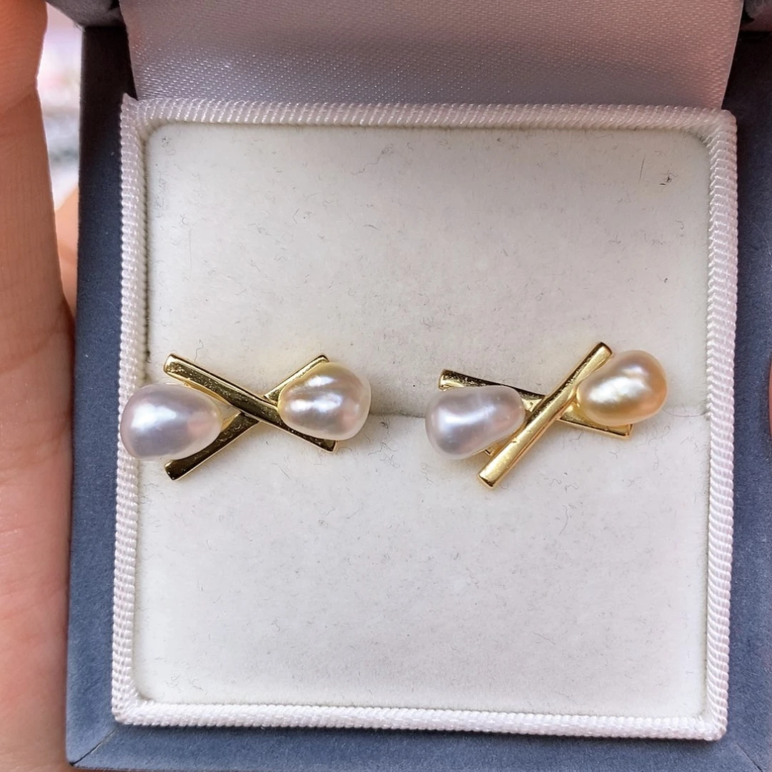 海水珍珠耳饰银S925镶嵌悟*…