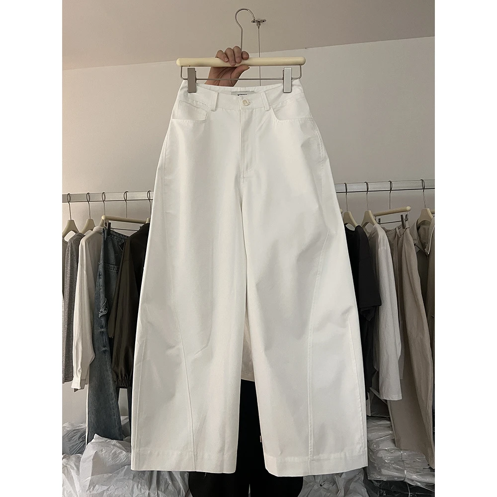 韩版宝藏裤宽松立体剪裁吸湿排汗高腰阔腿裤女长裤拼接拖地裤子